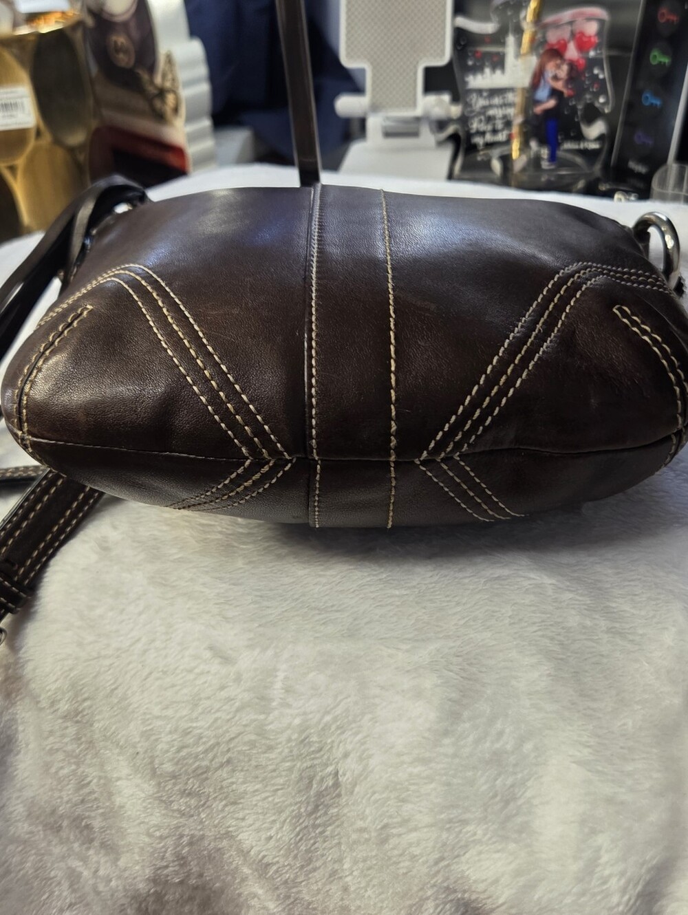 COACH Brown Leather Crossbody Bag Adjustable Strap- Y2K - Picture 5 of 11